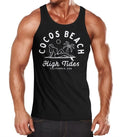 Mens Tank Top Line Art Outline Cocos Beach Print Muscle Shirt Muscle Shirt