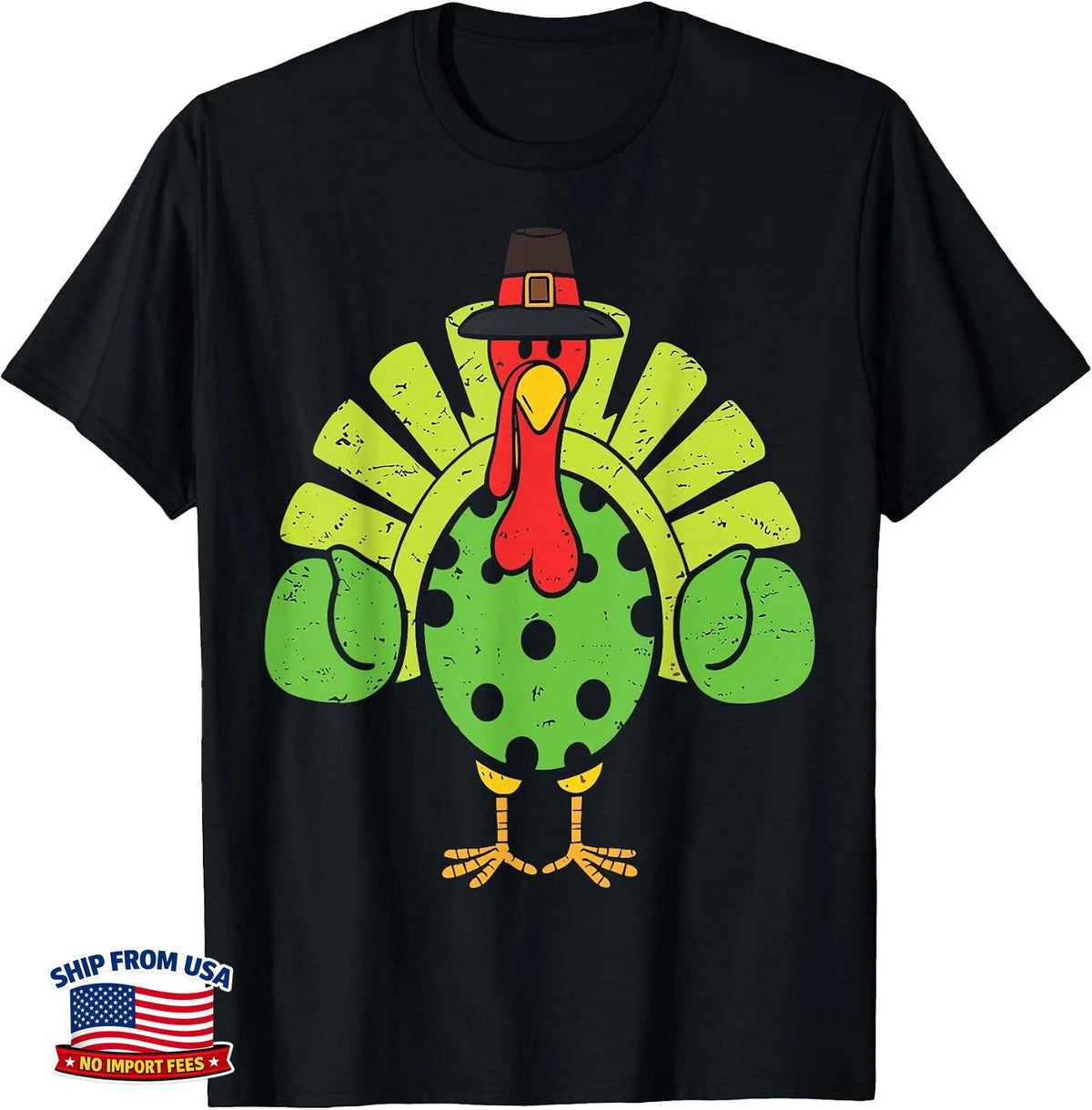Funny Thanksgiving Turkey Pickleball Lovers T-Shirt Image 1 of 4