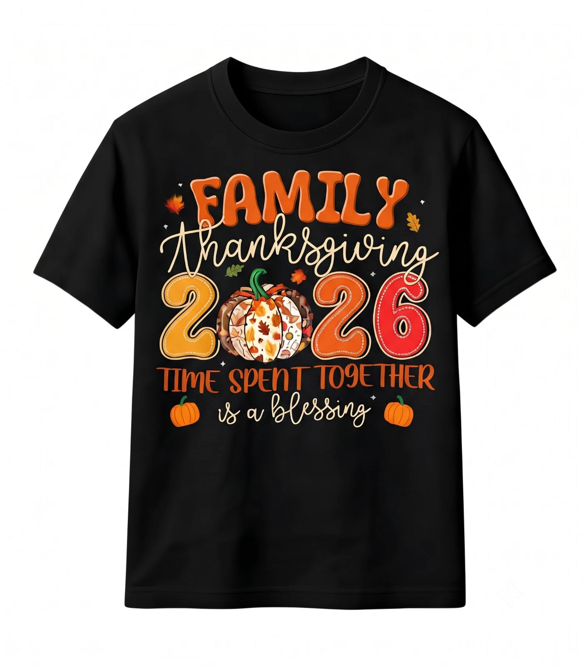 Autumn Fall Family Thanksgiving 2026 Tee Pumpkin Blessing Graphic T-Shirt