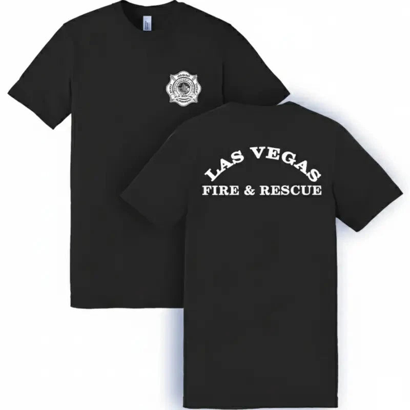 Las Vegas Fire & Rescue Firefighter Graphic T-Shirt, Soft Cotton Blend Shirt wit