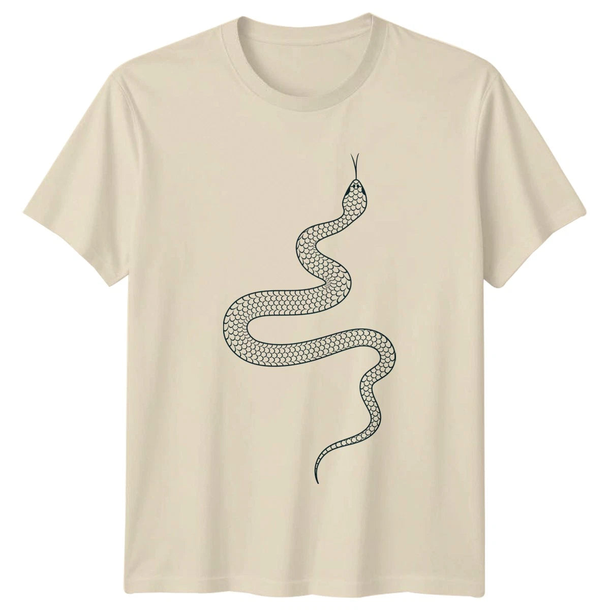 Stylized Serpent Minimalist Tattoo Design T-Shirt Occult Reptile Wildlife