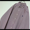 Ralph Lauren Long Sleeve Button Down Shirt Red Navy Stripe Pony Embroidery M Ja