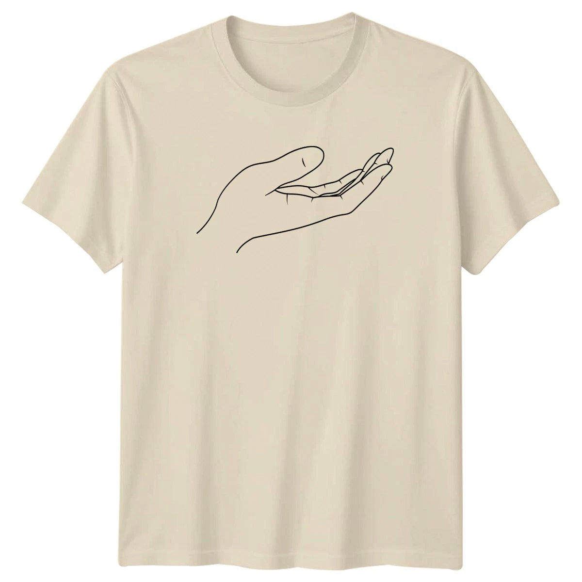 Hand Palm Up Minimalist Line Art T-Shirt Symbolic Design Spirituality
