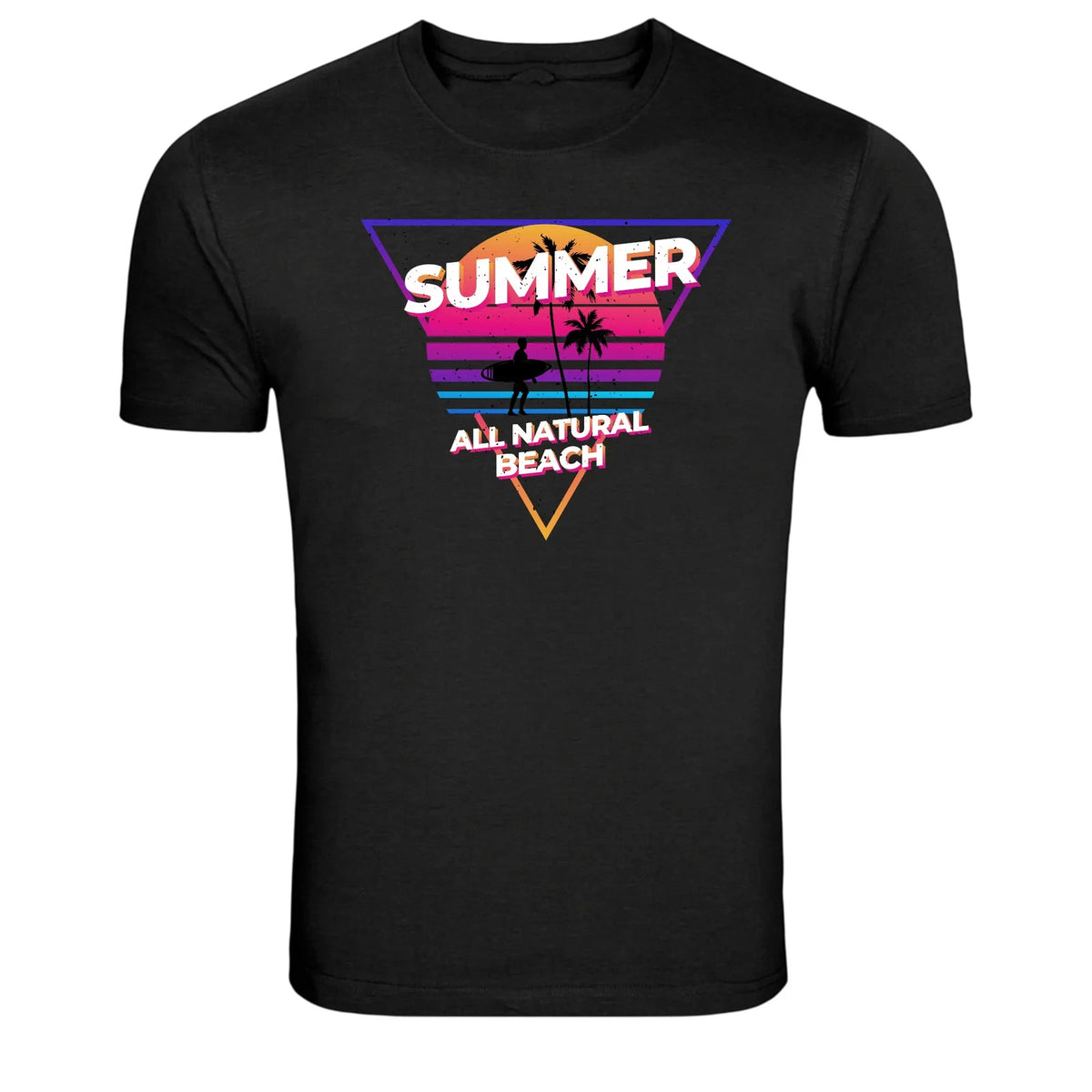 Summer All Natural Beach Retro Sunset Graphic T Shirt Vacation Tee
