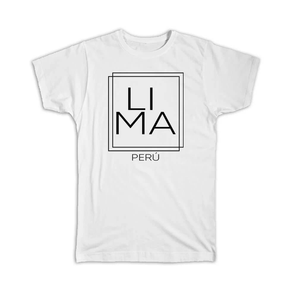 Gift T-Shirt : LIMA Peru Square Modern Minimalist Font