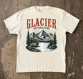 Glacier National Park Vintage Graphic Tee Retro Elk Lake Hiking Shirt Image 1 of 3