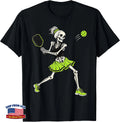 Funny Pickleball Skeleton Halloween Sport Spooky Women Girls T-Shirt
