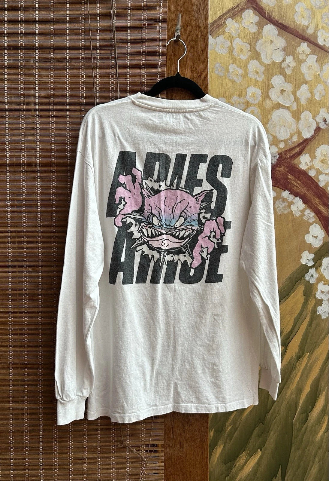 Aries Aries Graphic Print Logo White Long Sleeve T-Shirt Sz L