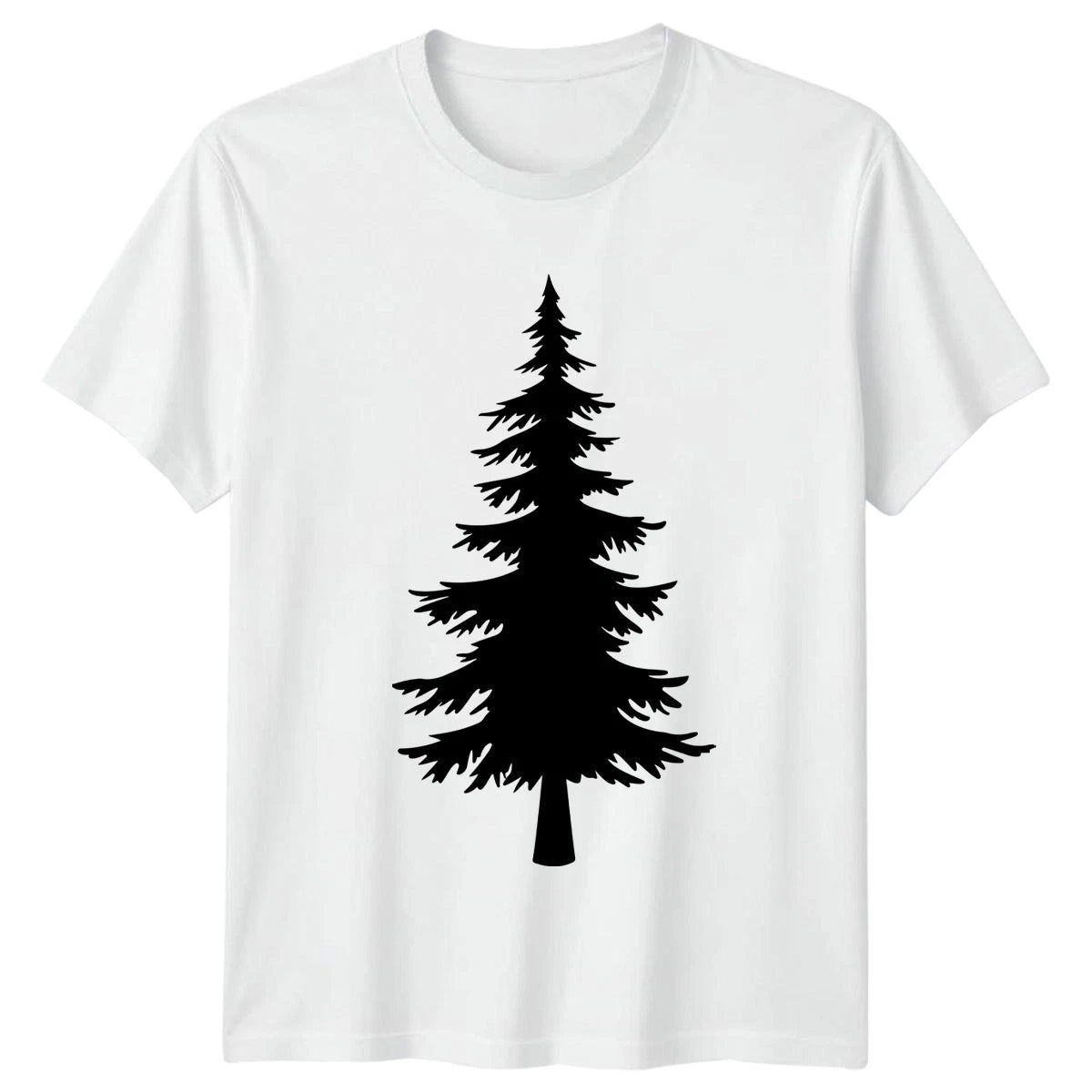Simple Pine Tree Silhouette Black T-Shirt Forest Design Nature Outdoors