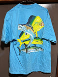 Guy Harvey Men's Large Maui Maui Swordfish Blue Pocket Cotton Graphic Tee 2007