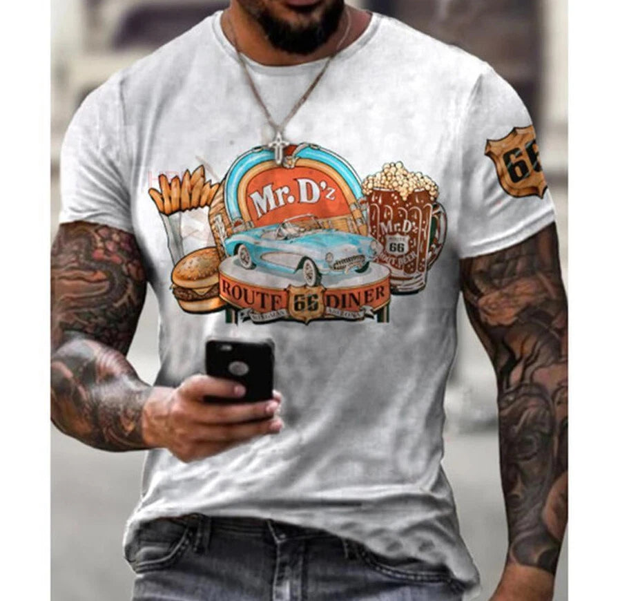 Route 66 Diner: Mr D'z Burgers T-Shirt | Retro Vintage Tee REGULAR USA SIZING