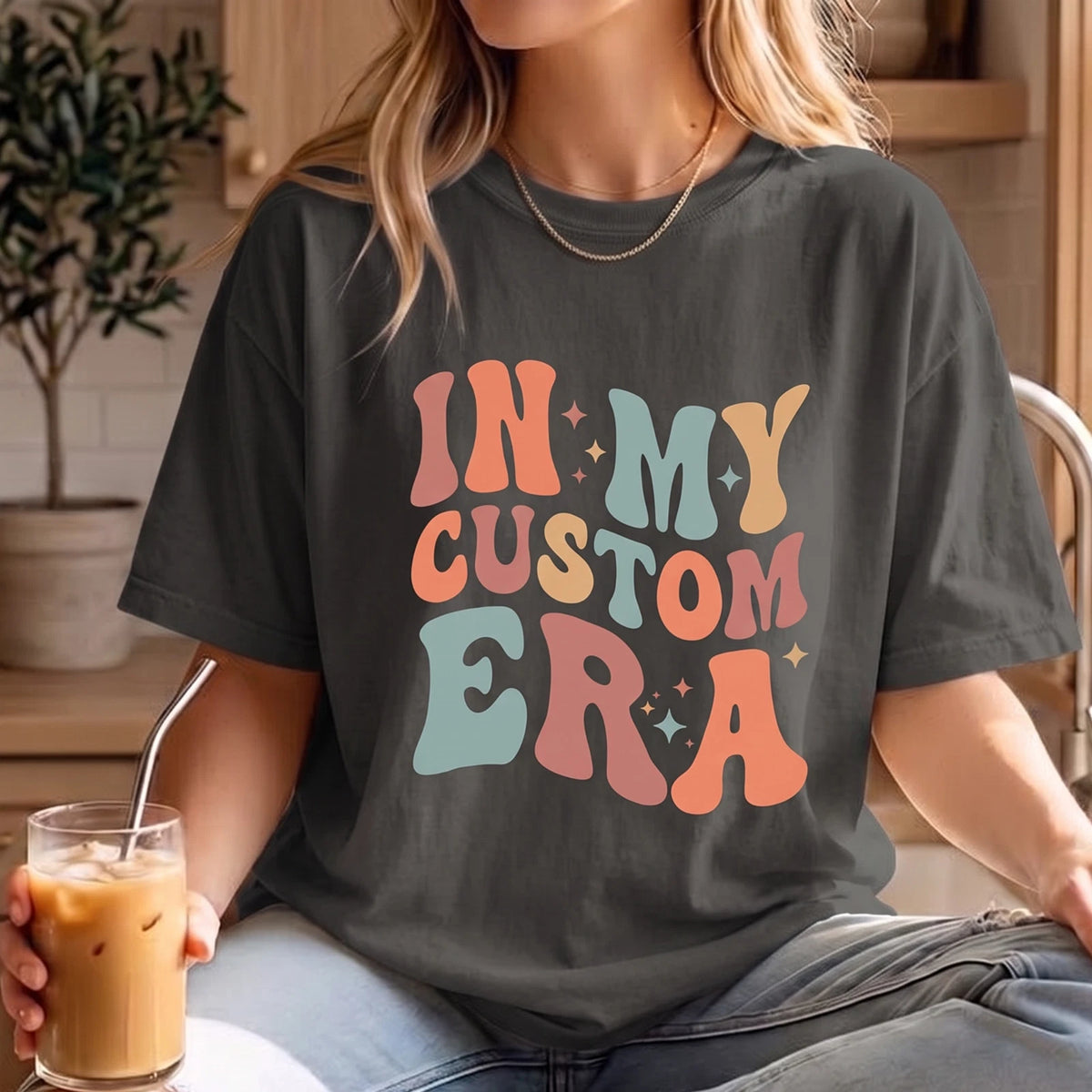 Custom In My Era Unisex T-Shirt w/ Personalized Wavy Text Print, Cotton Tee Gift Image 1 of 4