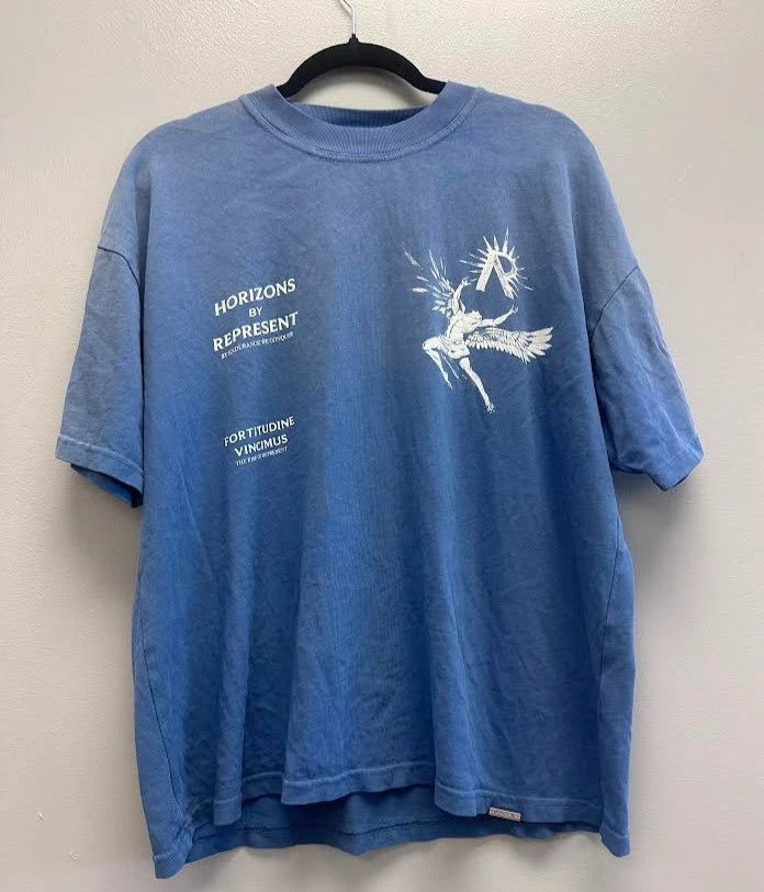 Represent Icarius Blue Gradient Cotton T-Shirt Mens L Graphic Streetwear