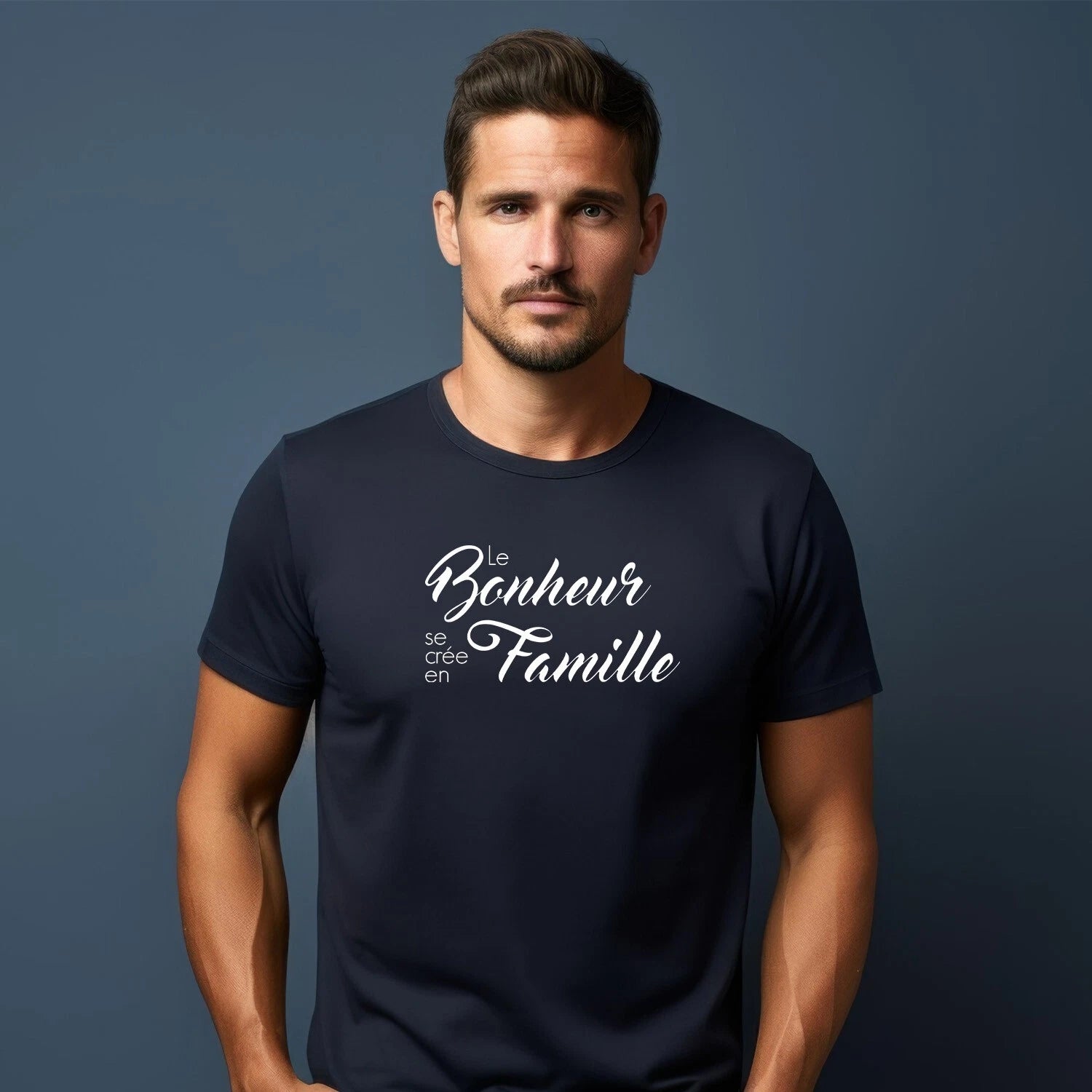 T-Shirt Mens Short Sleeve Lucky Se Finished Families Color Navy Blue