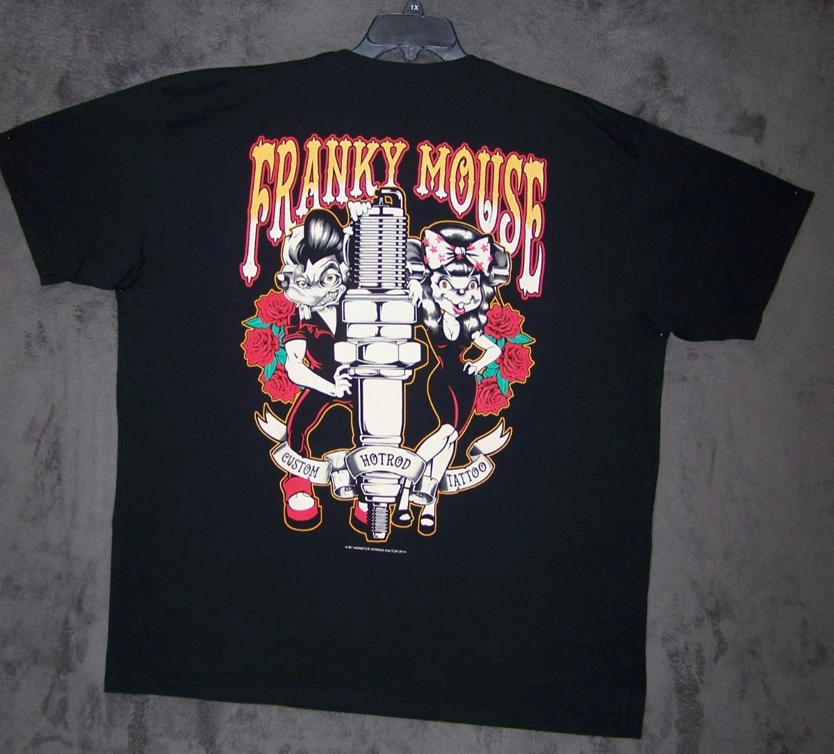 Franky Mouse Shirt Adult 3XL XXXL Black Graphic Biker Hot Rod Tattoo Motorcycle