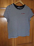 Hot Topic "Ew. People." embroider introvert shirt Black and White Stripe Sz Med.