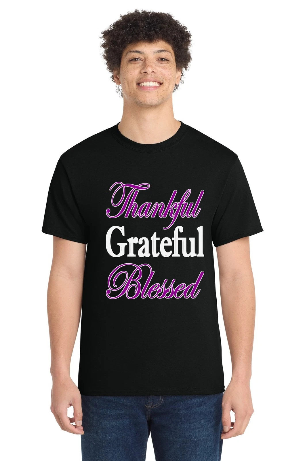 Thankful Grateful Blessed T-Shirt Inspirational Faith Christian Tee Gift