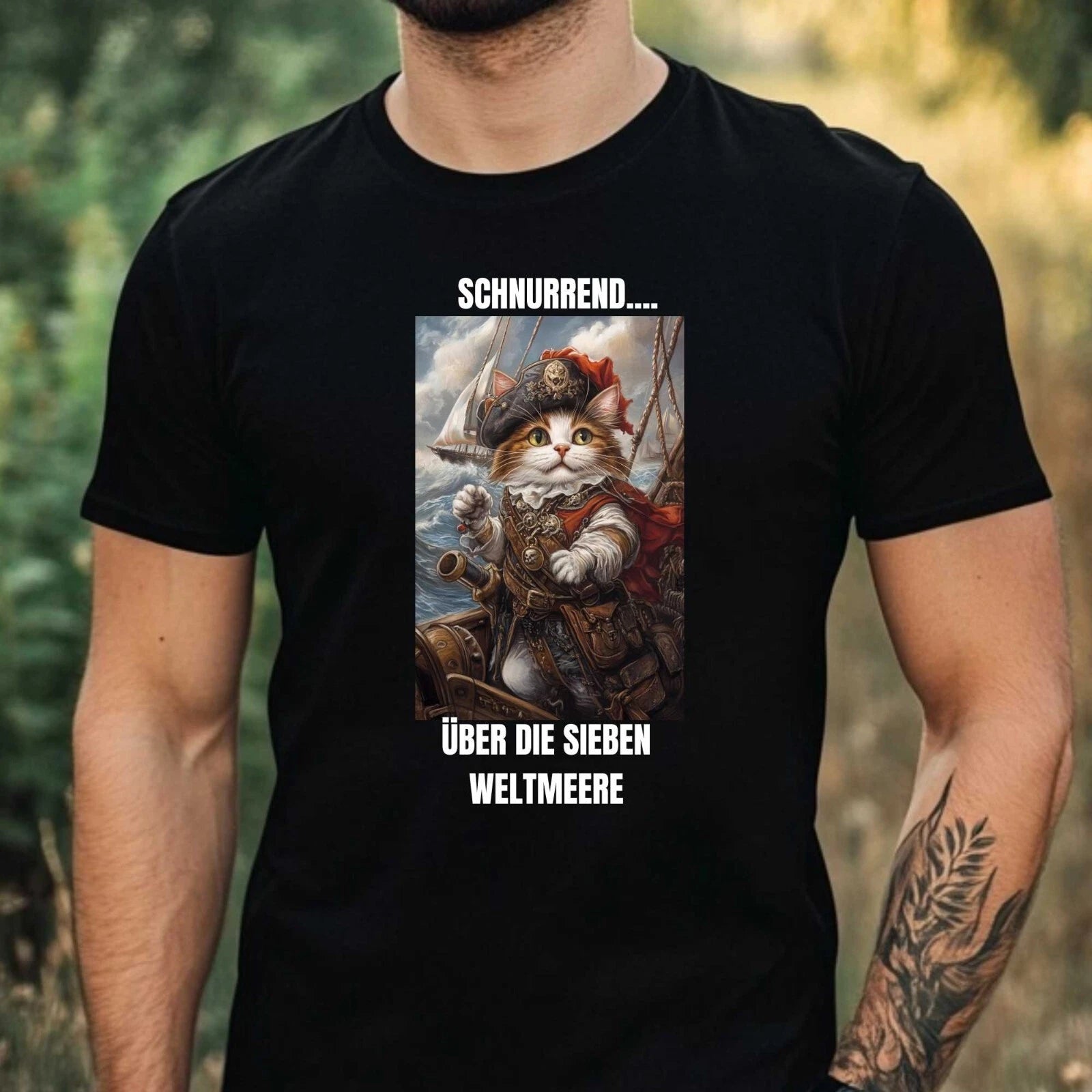 Mens Funny Pirate Cats Saying Motif Cotton T-Shirt Size XS to 5XL