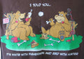 Bears Drinking Men's Medium T-Shirt Fishing Hunting Feasting Red White Wine