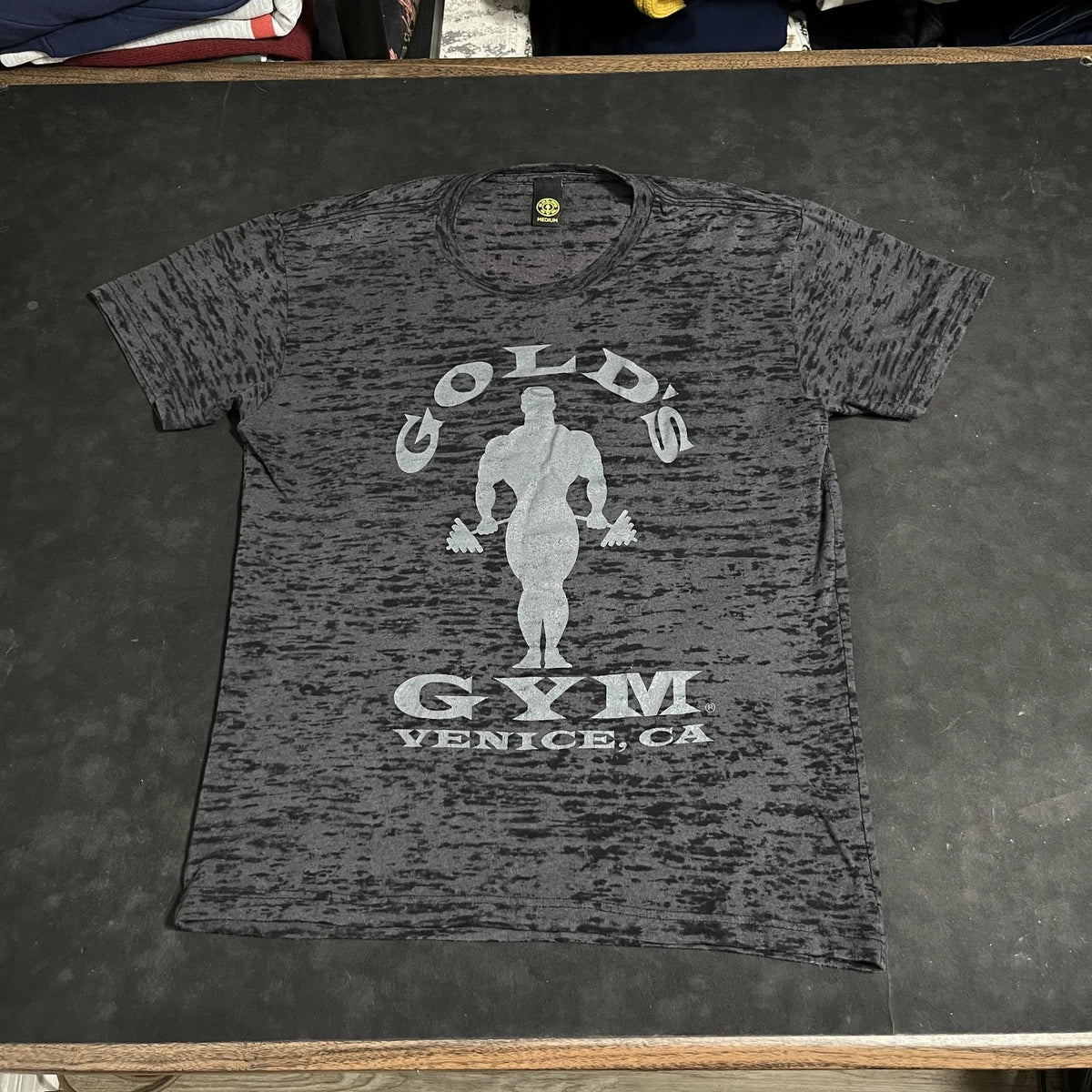 Gold's Gym Venice CA Shirt Affliction Vintage Burnout Bodybuilder Fitness Tee