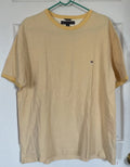 Tommy Hilfiger Mens L Yellow Short Sleeve Pullover Embroidered Logo Preppy