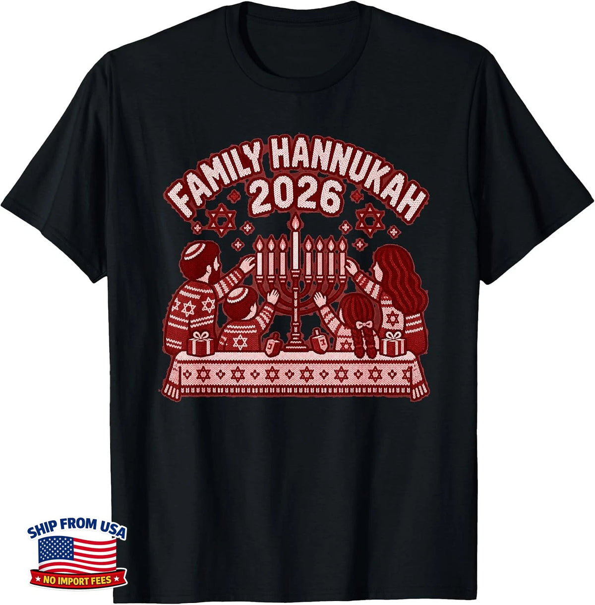 2026 Hanukkah Menorah Lighting Family T-Shirt