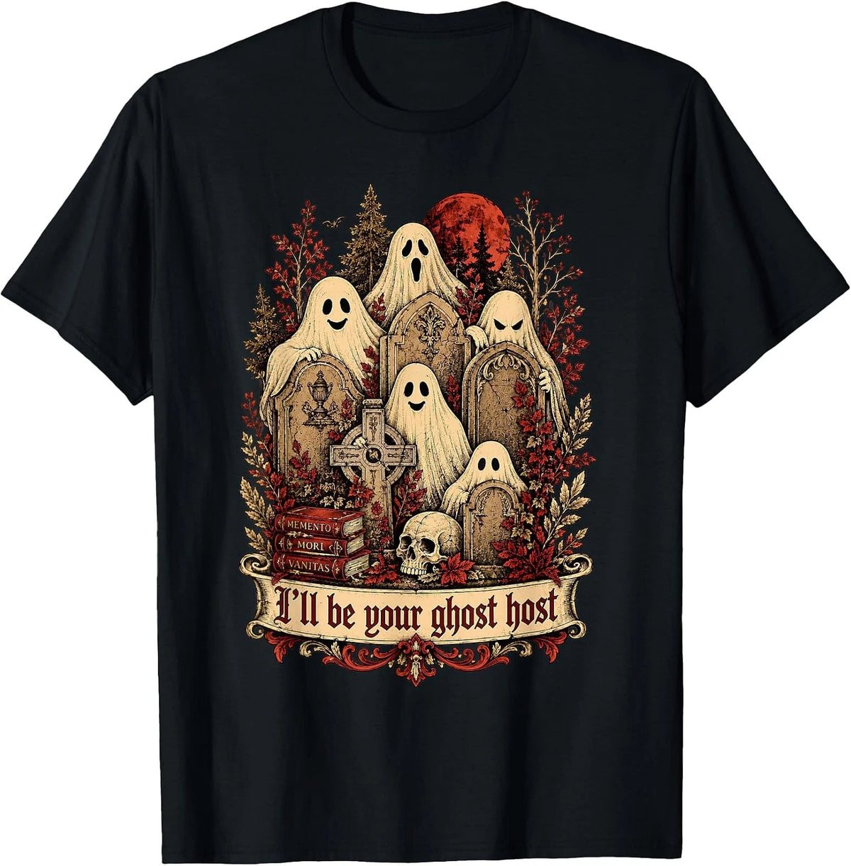 I'll Be Your Ghost Host Gothic Graveyard Dark Academia Fall T-Shirt Image 1 of 2