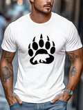 Men's Bear Paw T-Shirt Casual Summer Crew Neck Short Sleeve Graphic Tee Top