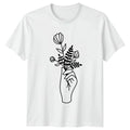 Minimalist Line Art Hand Holding T-Shirt Minimalist Floral Nature Birthday Gift
