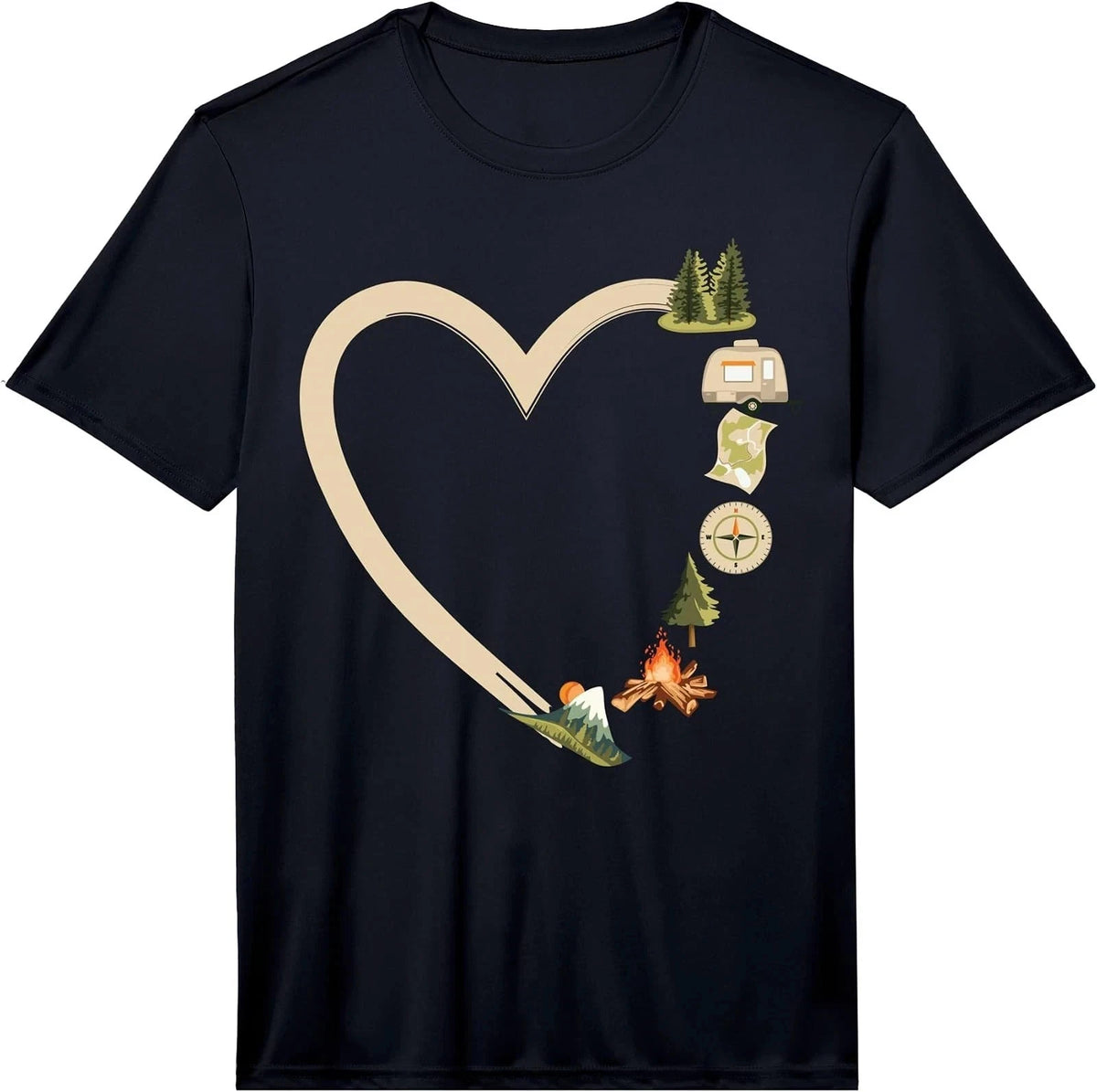 Retro Heart Motorhome Camping RV Trailer Performance Tee Sizes S-5XL