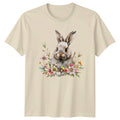 Watercolor Floral Bunny Rabbit Cute Womens T-Shirt Spring Rabbit Easter