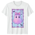 Cute Pastel Ghost With Pink Womens T-Shirt Halloween Halloween Gift For Her