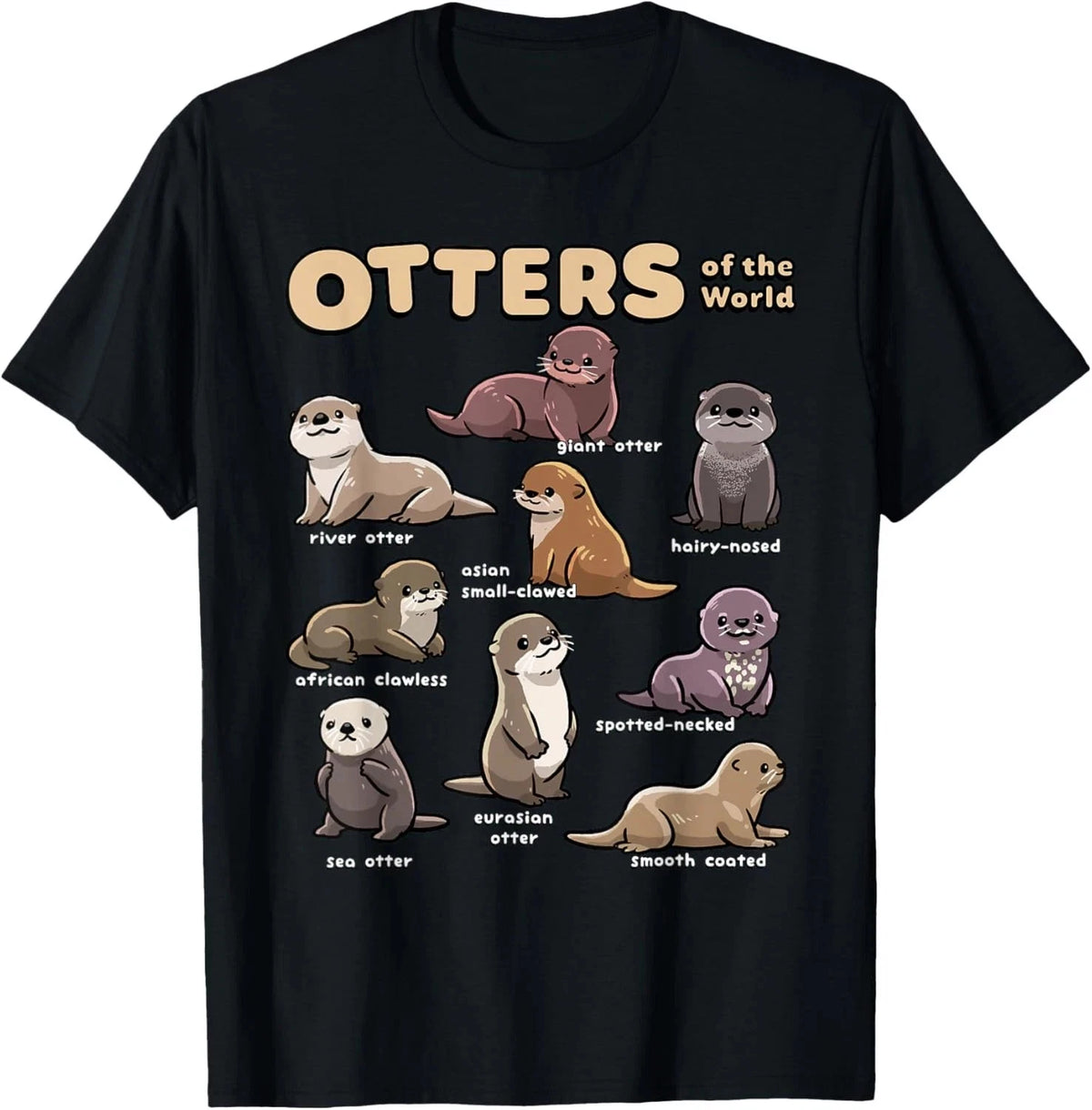 Otter Sea Animals of the World Chibi Otter Lover Educational T-Shirt