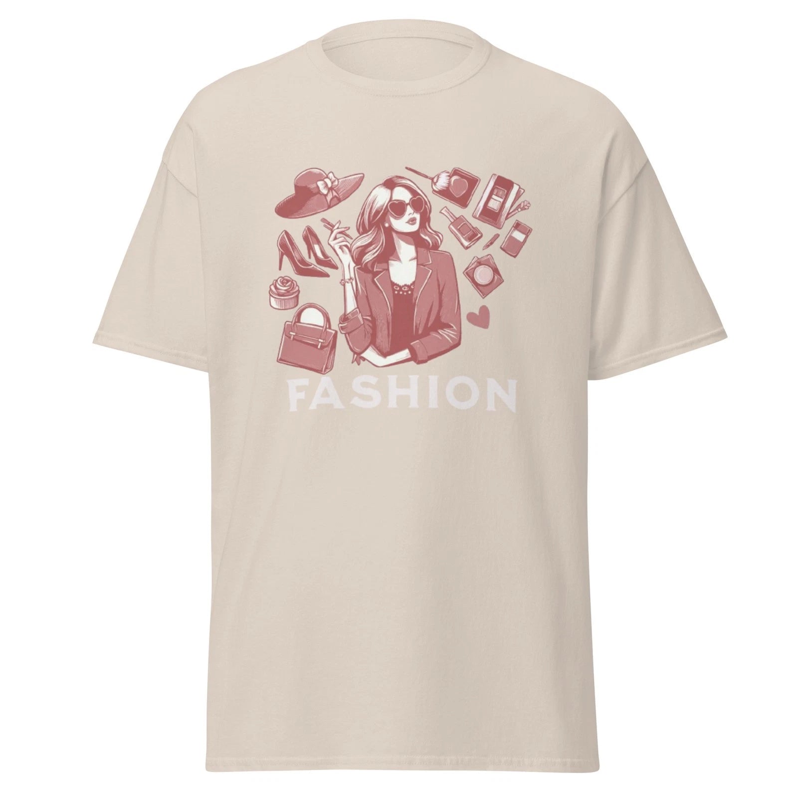 Fashion Girl Aesthetic Shirt, Pink Dusty Line Art Tee, Modern Style T-Shirt