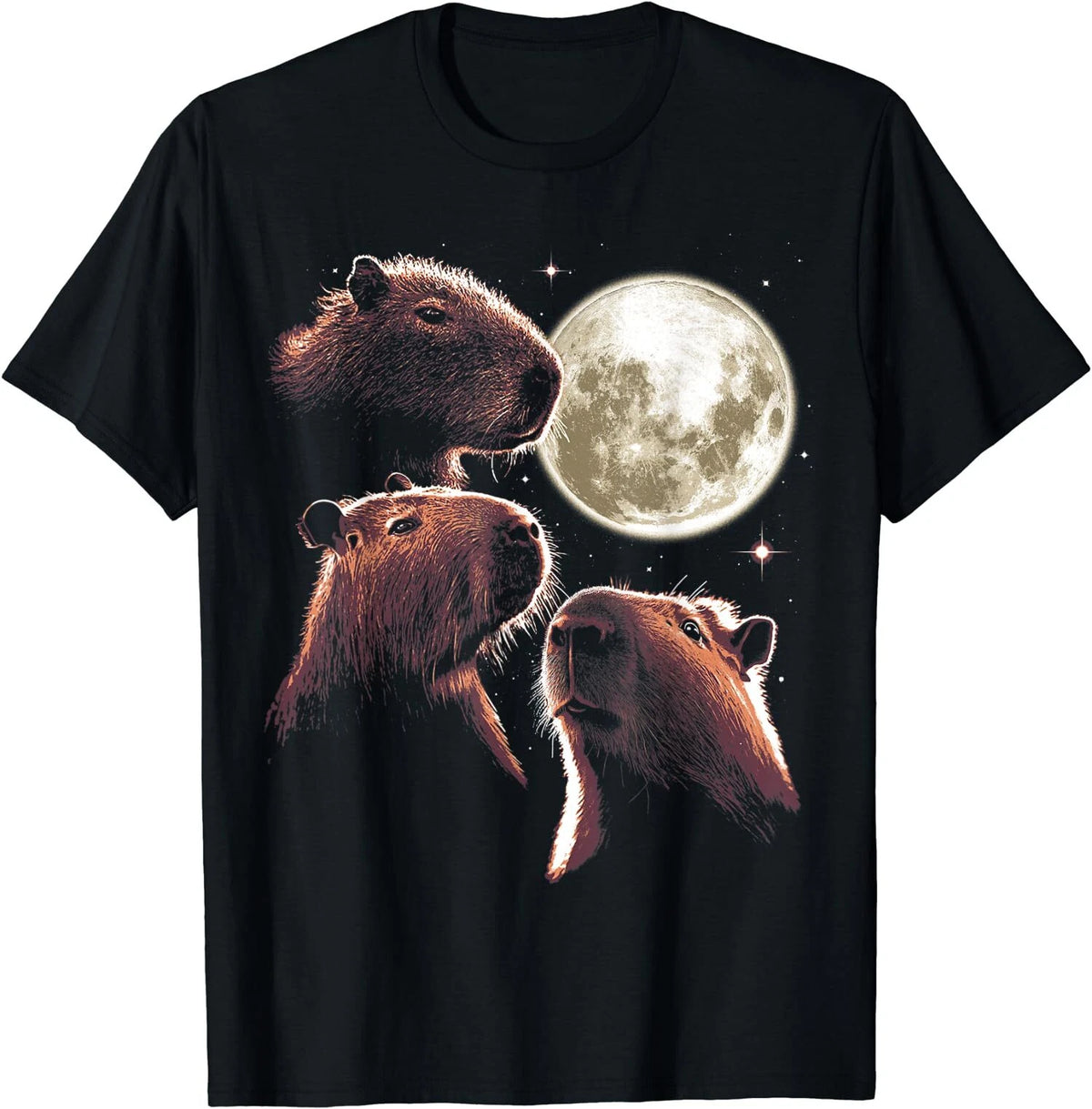 NEW LIMITED Funny Three Capybara Moon Capybara Meme Mystical Capybara T-Shirt