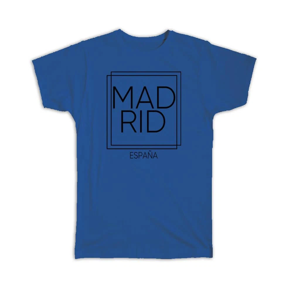 Gift T-Shirt : MADRID Spain Square Modern Minimalist Font
