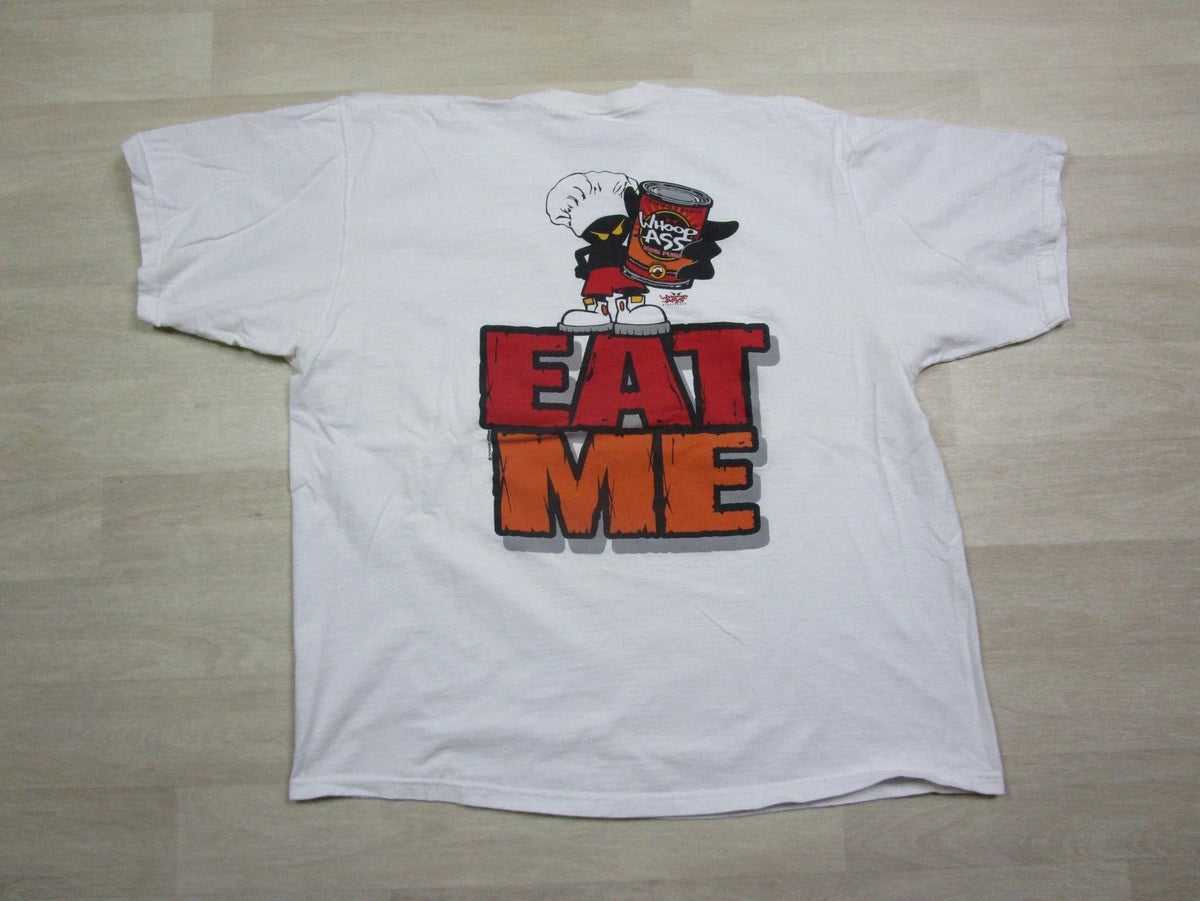 Vintage Y2K Adult Humor T Shirt (XXL) Whoop Ass Sportswear "Eat Me" JOKE Funny