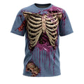 Skeleton Rib Cage Bloody 3D T-shirt Halloween Costume Scary Undead