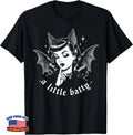 A Little Batty Retro Gothic Halloween Bat Girl Pinup T-Shirt Spooky Season Gift