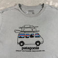 Vtg Patagonia Shirt Mens L Gray Slim Fit Made in USA Graphic Tee Surf Van Life
