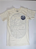 Coors Banque Beer T-shirt Mens Size Small Cream Blue Graphic Golden Colorado