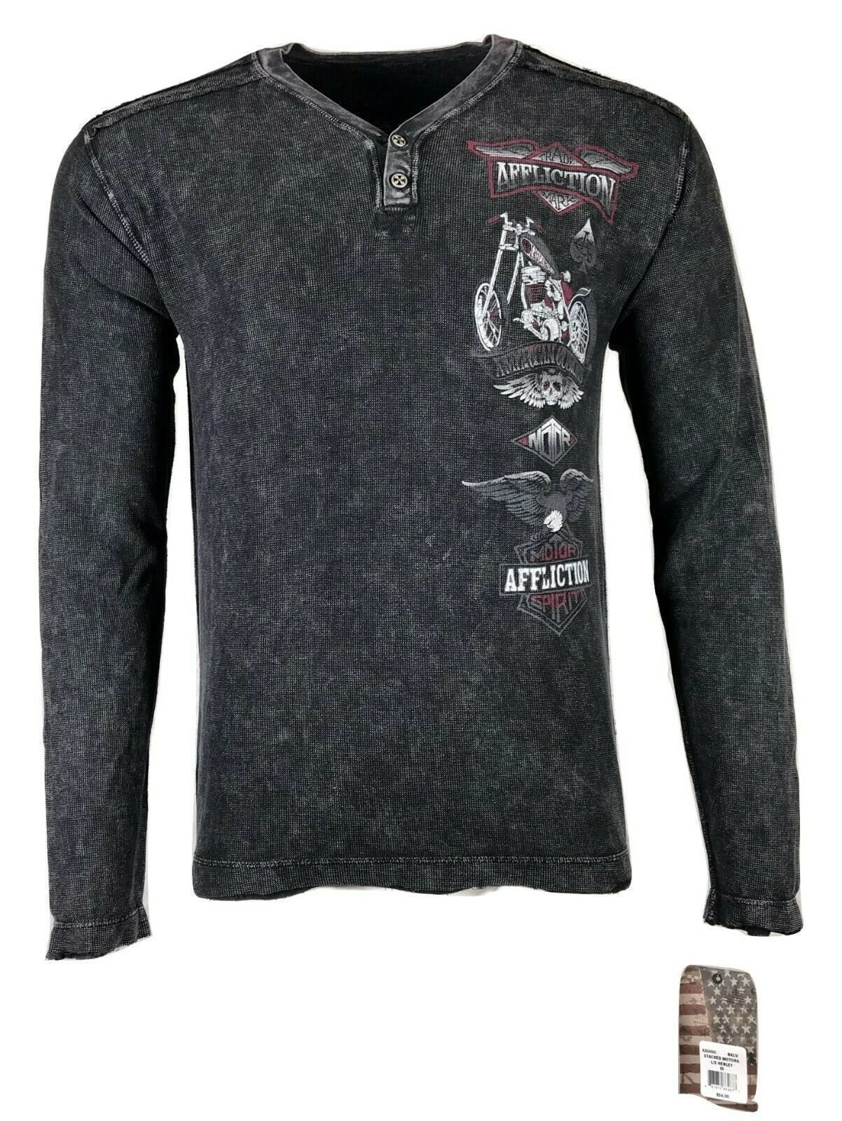 AFFLICTION Men's T-shirt STACKED MOTORS Biker Skull Cross MMA