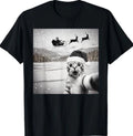 Cat Selfie with Santa Funny Christmas t T-Shirt