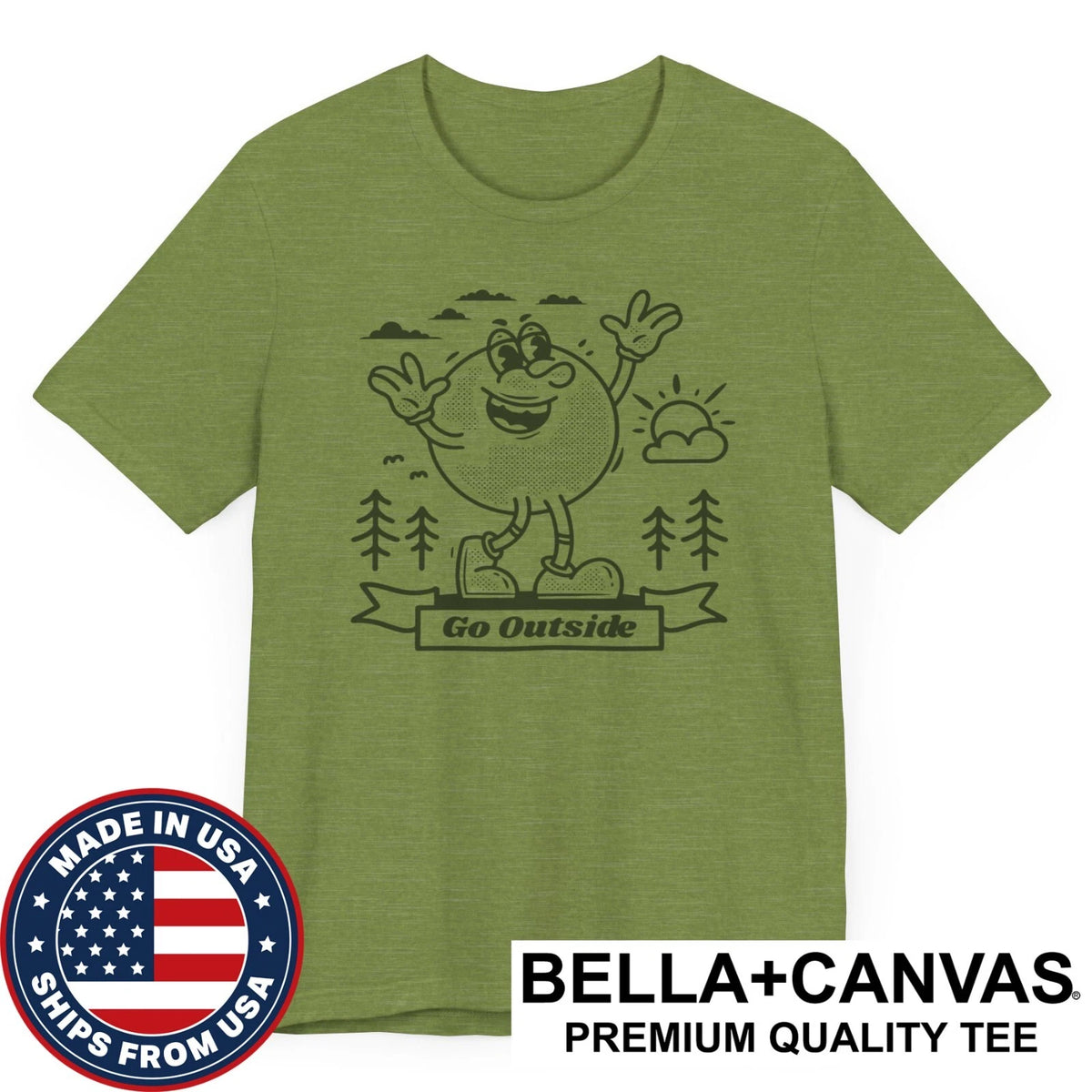 Go Outside Cartoon Figure Touch Grass Funny Sarcastic Nature Outdoors T-Shirt