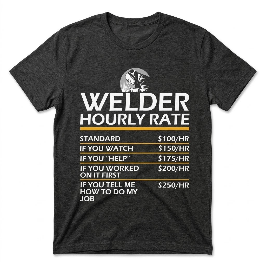 Welder Hourly Rate T-Shirt, Funny Welding Graphic Tee, Welder Gift Shirt for Him