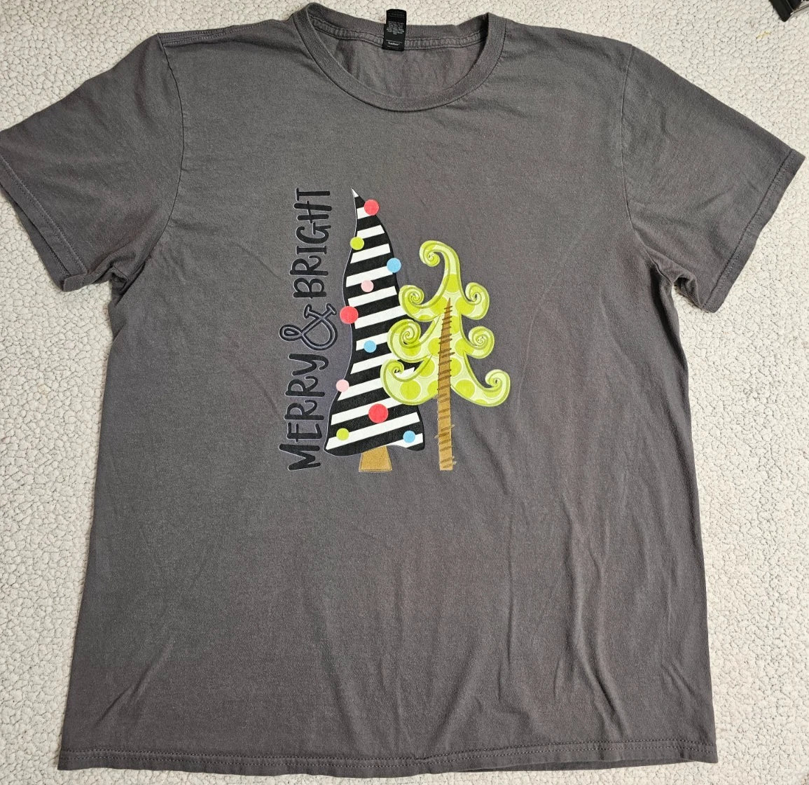 Merry and Bright Modern Christmas Snow Graphic Holiday Unisex T-Shirt Image 1 of 4