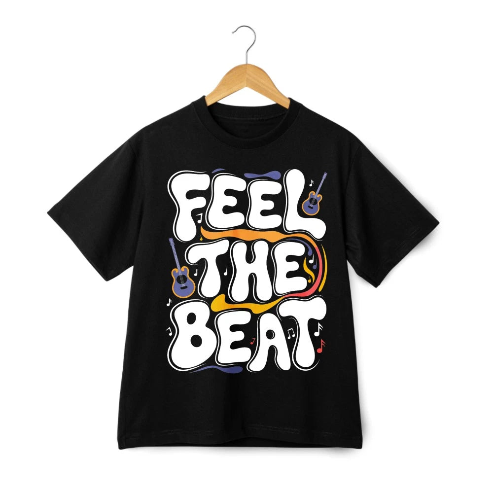 Unisex Black T-Shirt with Music Note Graphic for American Music Lovers