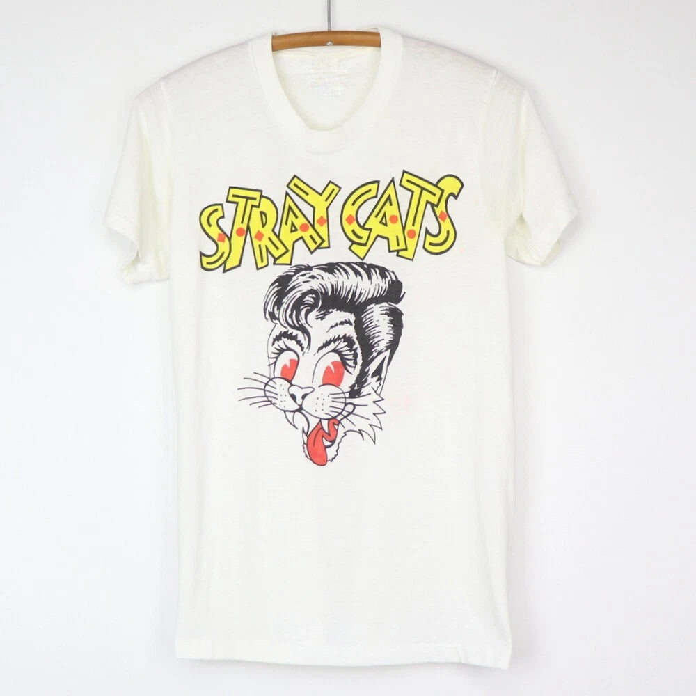 Vintage Stray Cats Gift Family Cotton White All Size Unisex Classic Shirt