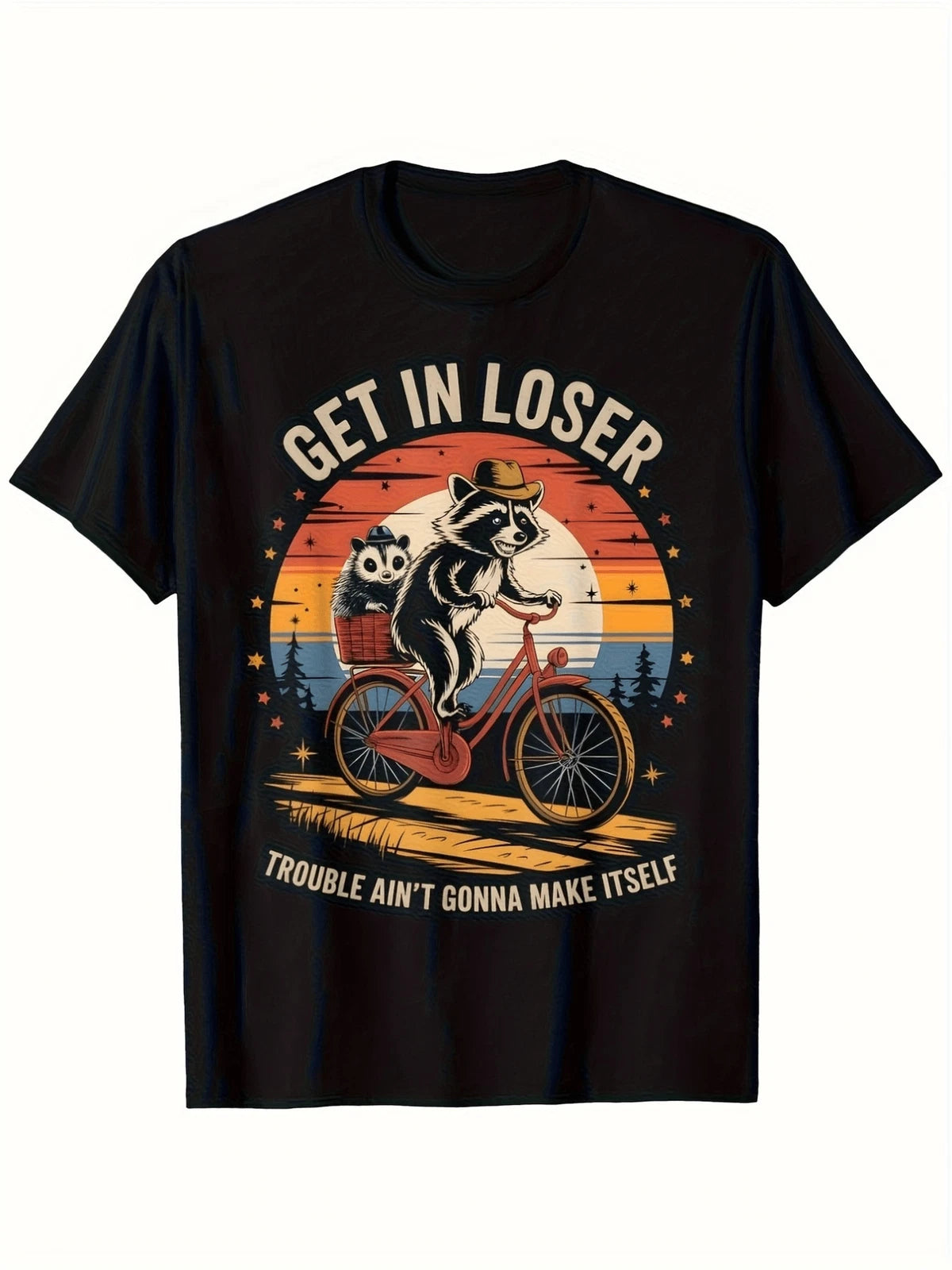 Men's Retro Raccoon & Possum Graphic T-Shirt  Image 1 of 4