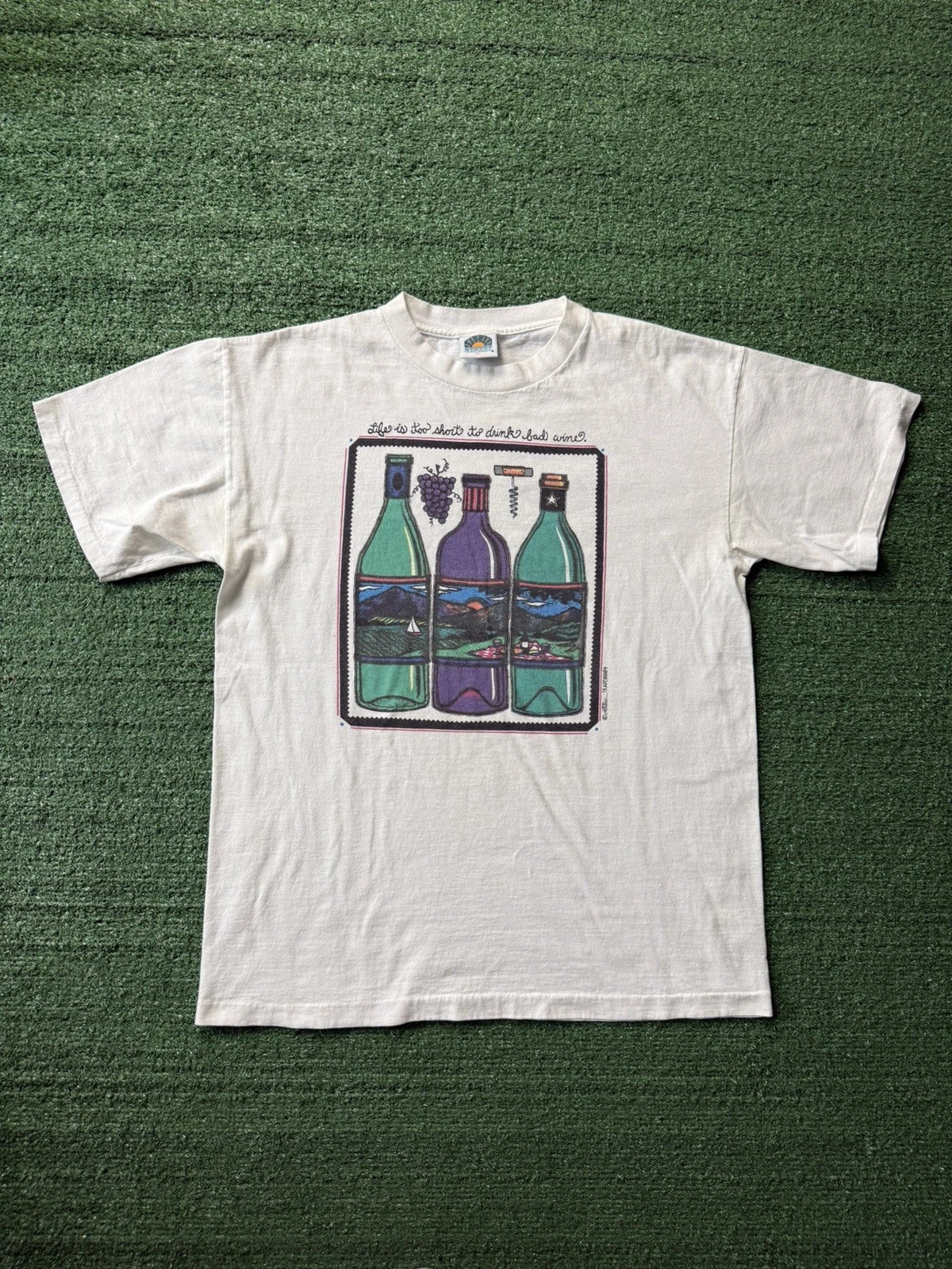 Vintage 90s Single Stich Wine Graphic Shirt Made in USA Large